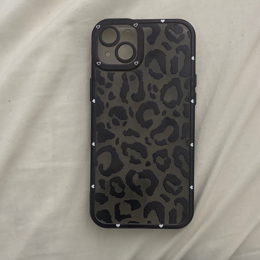 SHEIN Black Leopard Pattern Phone Case